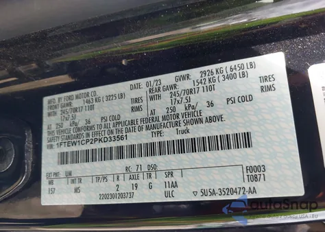 2023 Ford F-150 Xlt from USA, damaged, VIN 1FTEW1CP2PKD33561